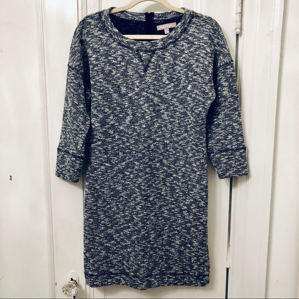 Banana Republic navy blue and white sweater dress exposed zipper- size small